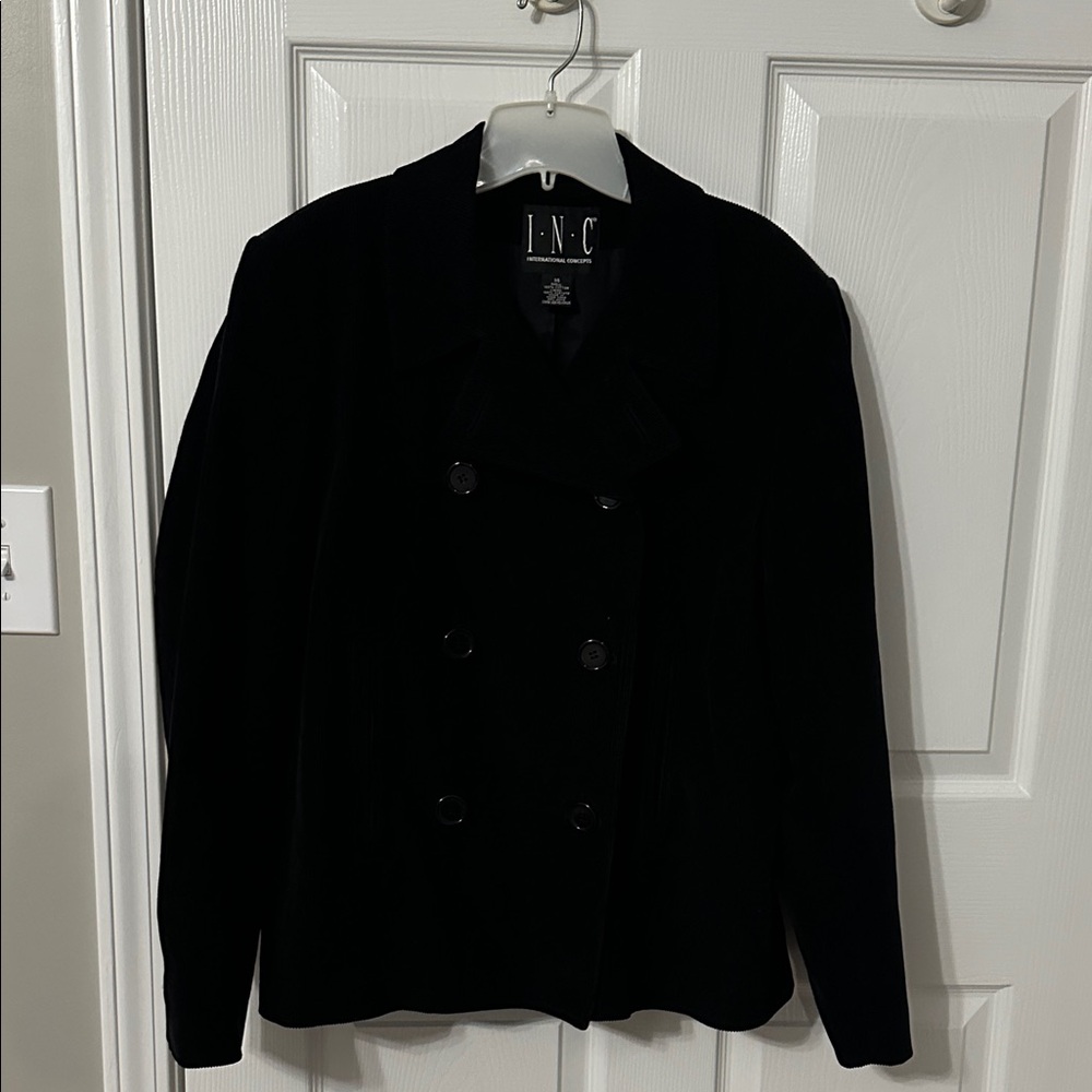 INC International Concepts Black double breasted jacket